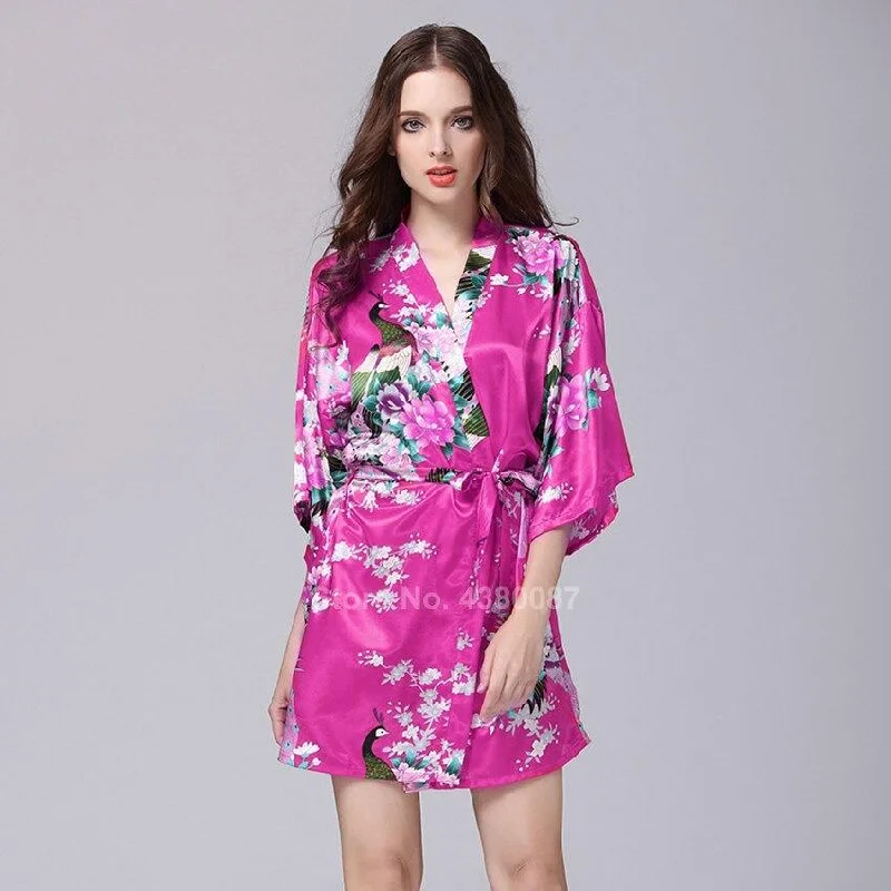 Womens hooded robes fleece cozy warmth-Kimono Femme<br> Rose