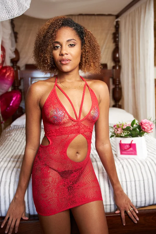 Animal print lingerie sets bold -Cherry