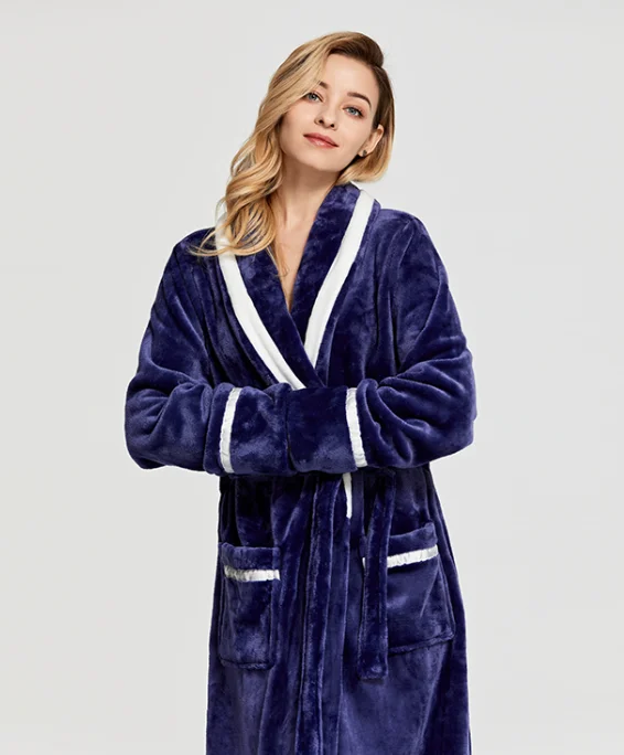 Womens Robe sets with pockets -Midnight Blue