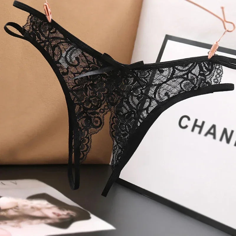 Best rated lingerie sets-Crotchless Lace G-strings, Bowknot Thong Panties