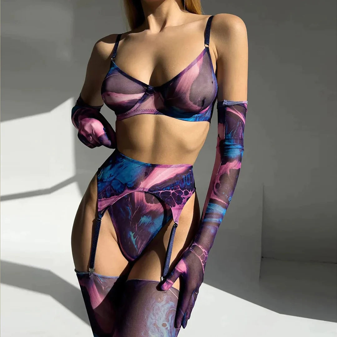 "Emerald" green lingerie sets -CARLA TIE DYE SET