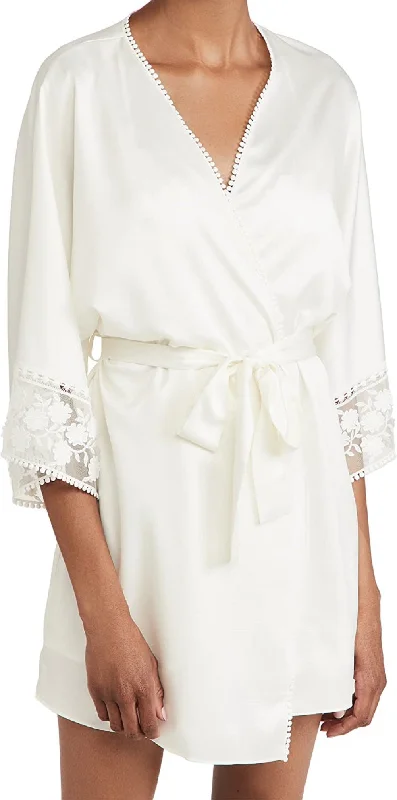 Womens robes with solid colors classic versatile-Flora Nikrooz Women's Iris Charm Short Satin Robe Womens robes with solid colors classic versatile-Flora Nikrooz Women's Iris Charm Short Satin Robe