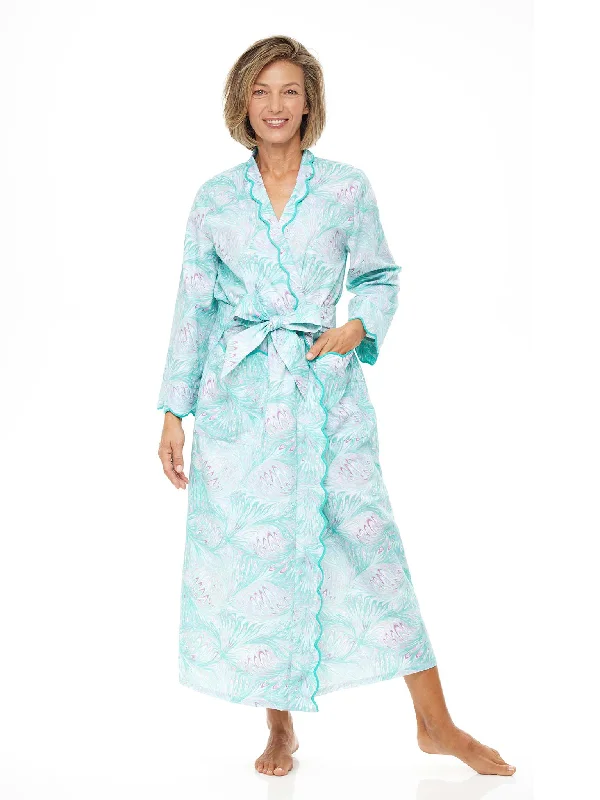 Womens robes for tall women long length-Green Italian Marble Classic Robe