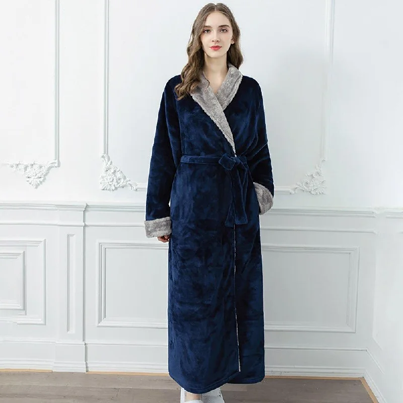 Womens cotton robes lightweight summer-Robe de Chambre Femme<br> Bleu