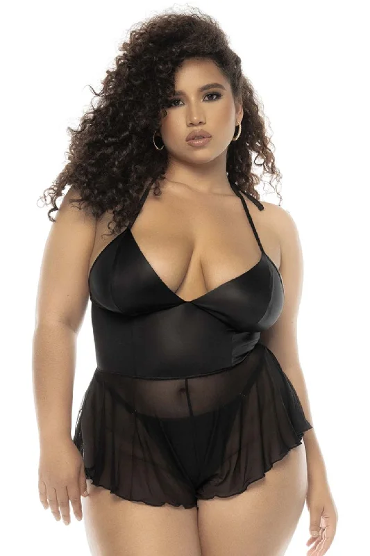 Deep V neck bodysuit for apple shape -Mapale 7547X Pearl Babydoll Plus Color Wet Look Black Deep V neck bodysuit for apple shape -Mapale 7547X Pearl Babydoll Plus Color Wet Look Black