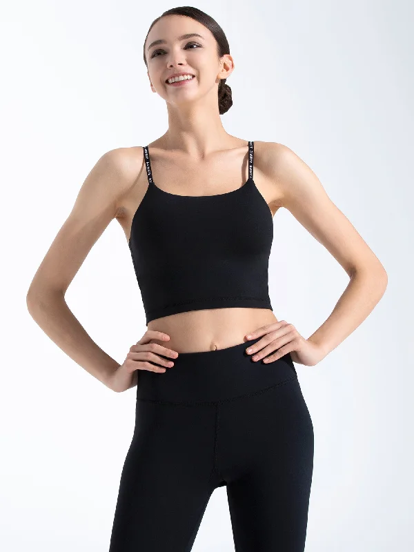 Spaghetti strap camisoles for summer -CT LOGO TANK, BLACK