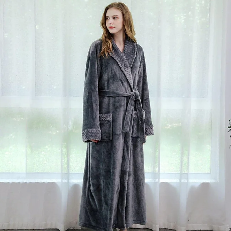 Womens robes with lace trim elegant feminine-Robe de Chambre Femme<br> Grande Taille