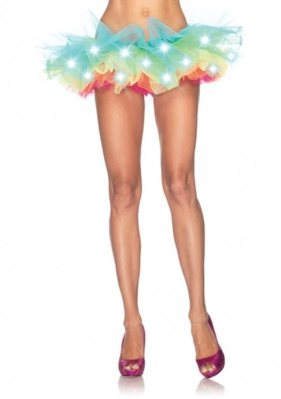 Lace trim sexy lingerie delicate -Rainbow Light Up LED Tutu