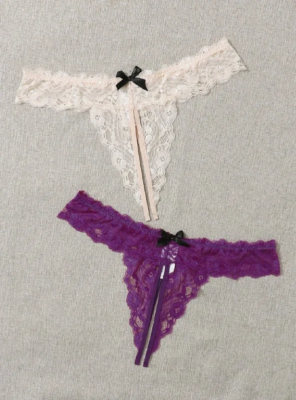 High waist retro knickers for tummy -lace crotchless thongs