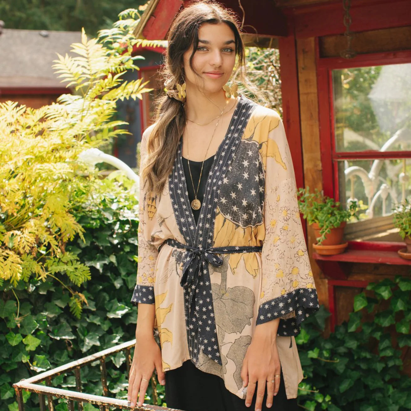 Womens Robes satin and silk -Market of Stars Milk & Honey Belted Jacket