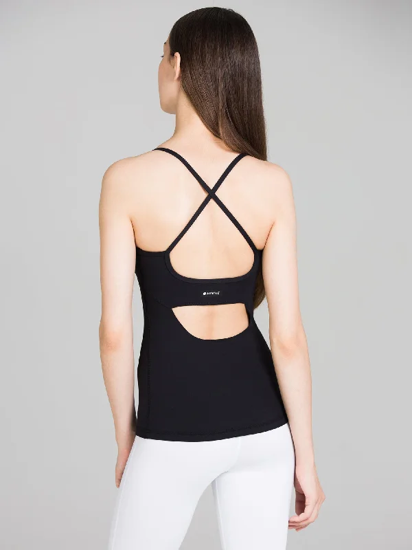 Adjustable strap camisoles for custom fit -ATTRACTION TANK, BLACK