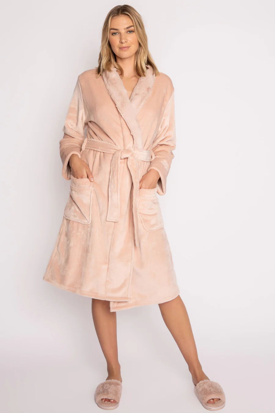 Womens robes with fun prints and patterns stylish-PJ Salvage Luxe Plush Robe - Happy!