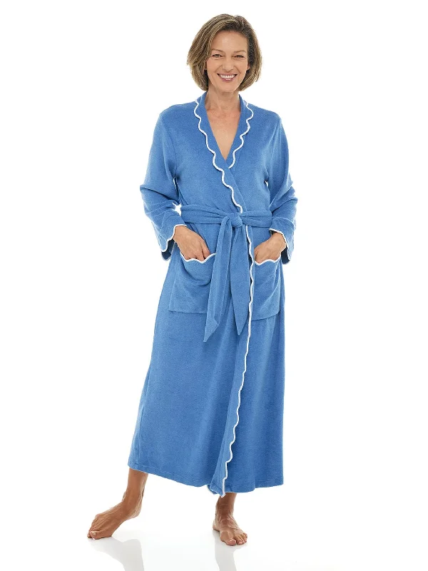 Womens Robe sets that are soft-Blue French Terry Robe