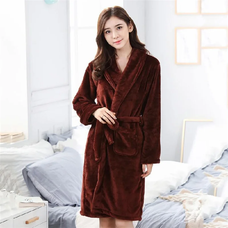 Womens Robe sets that are soft-Peignoir Femme<br> Brun