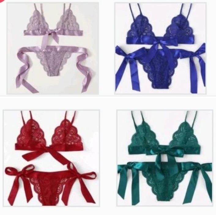 Deep V neck bodysuit for apple shape -lace side tie up lingerie set