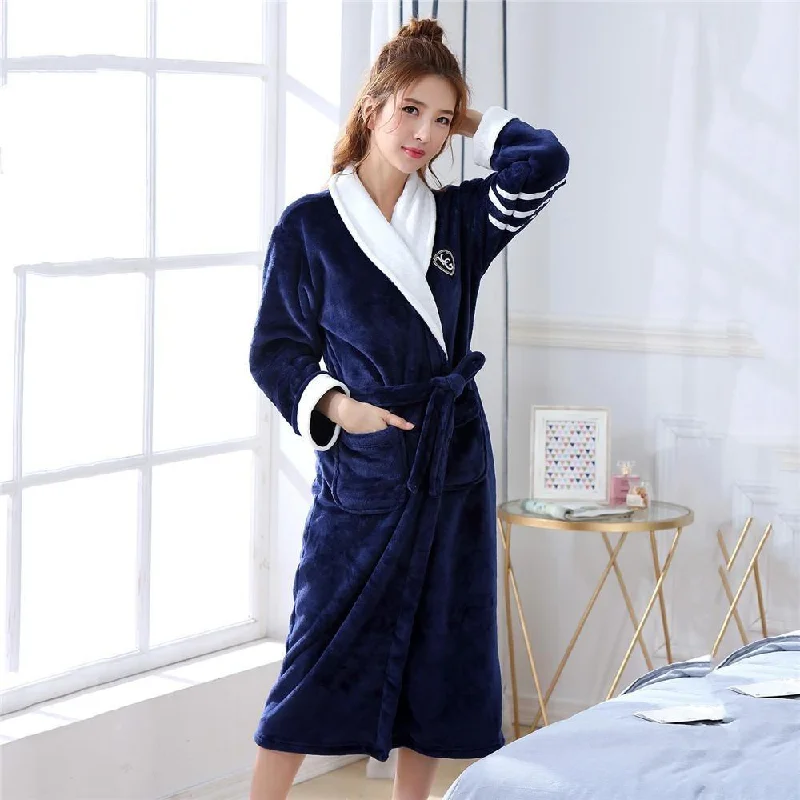 Womens robes with solid colors classic versatile-Peignoir Femme<br> Luxe