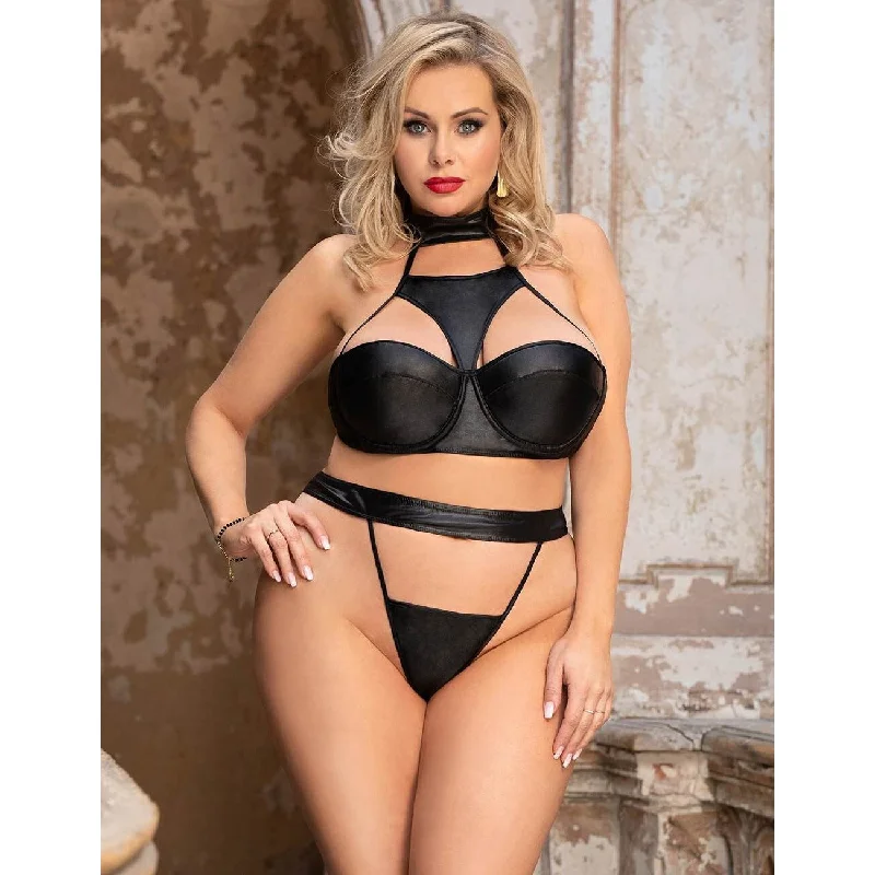 Vintage style lingerie high waisted -Plus Size Wonderful Life Exquisite Choker Neck Bra Set With Underwire Vintage style lingerie high waisted -Plus Size Wonderful Life Exquisite Choker Neck Bra Set With Underwire