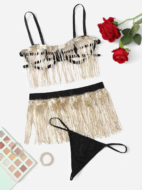 What are good brands for lingerie sets-3pack Cut Out sexy Underwire Lingerie Set