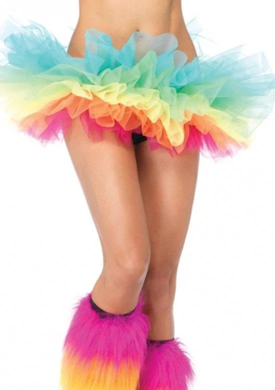 Embroidery sexy lingerie detailed -Rainbow Organza Tutu