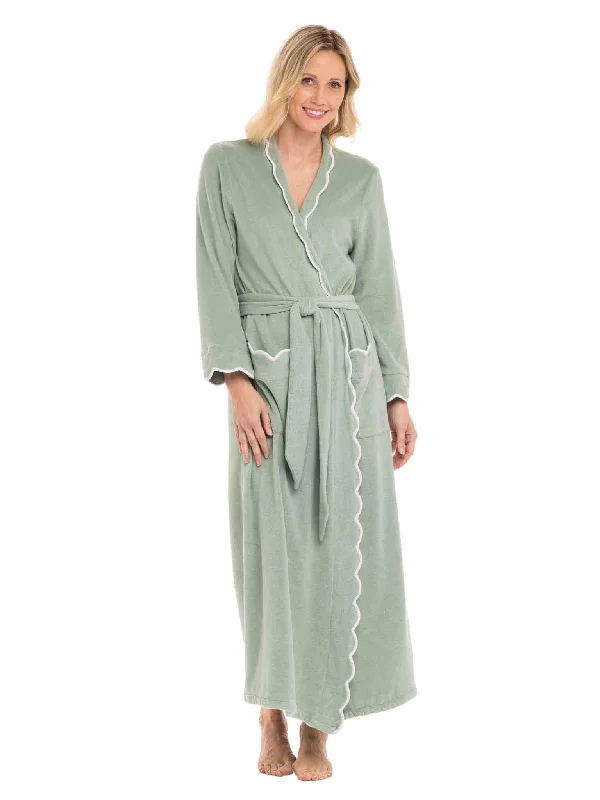 Womens bridal robes satin wedding day-Sage Green French Terry Robe