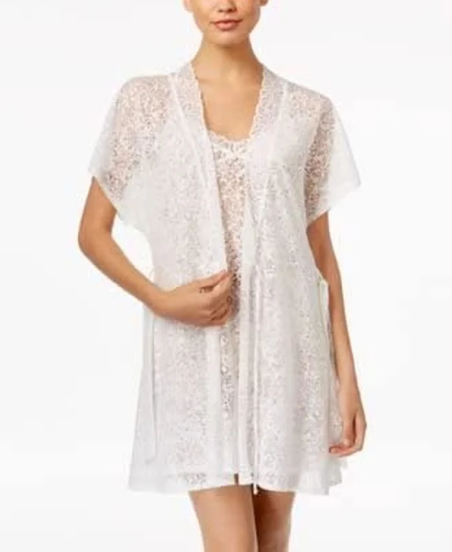 Womens robes that are tagless comfortable itch-free-Linea Donatella Women's Damask Burnout Short Robe Womens robes that are tagless comfortable itch-free-Linea Donatella Women's Damask Burnout Short Robe