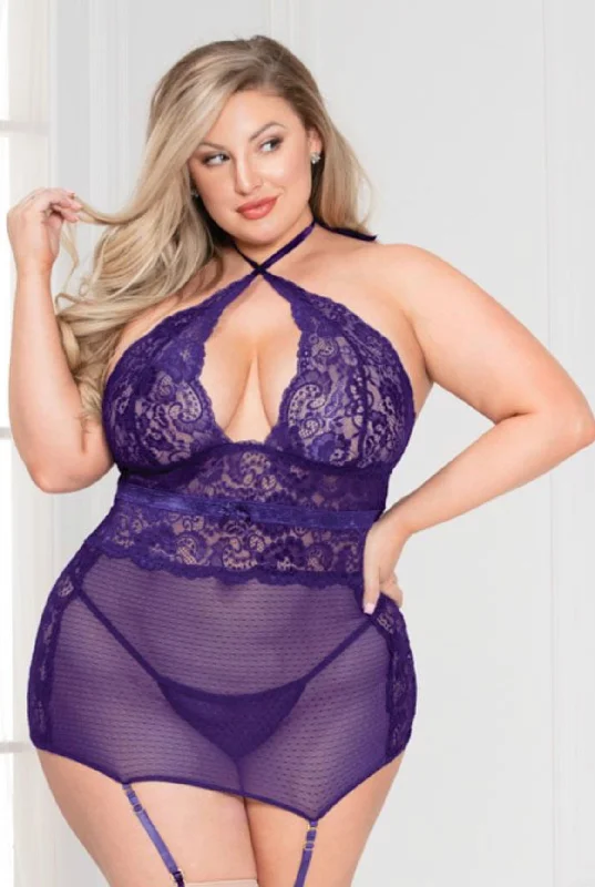Push up sexy lingerie cleavage -7 Til Midnight Two pieces Chemise Queen size