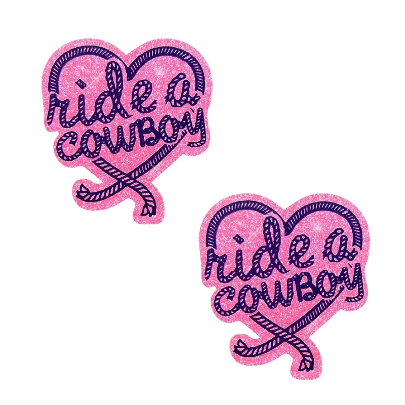 Ride A CowBoy Glitter Nipple Cover Pasties In PInk - Neva Nude