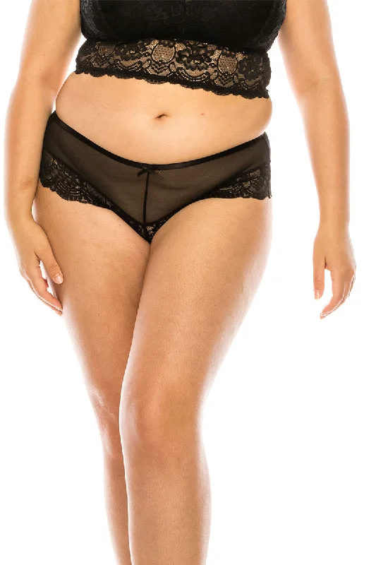 Luxury sexy lingerie designer brand -Queen  Mesh Bikini Underwear w/ Lace trim