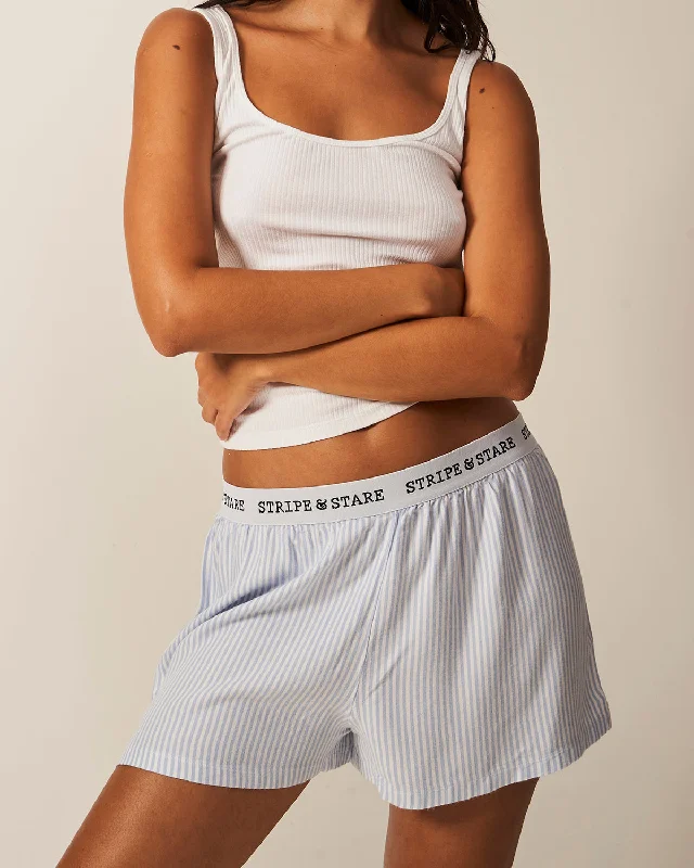 Women's pajama sets with exceptional quality luxury -Soft Brushed Woven Pajama Short - Blue Stripe Women's pajama sets with exceptional quality luxury -Soft Brushed Woven Pajama Short - Blue Stripe