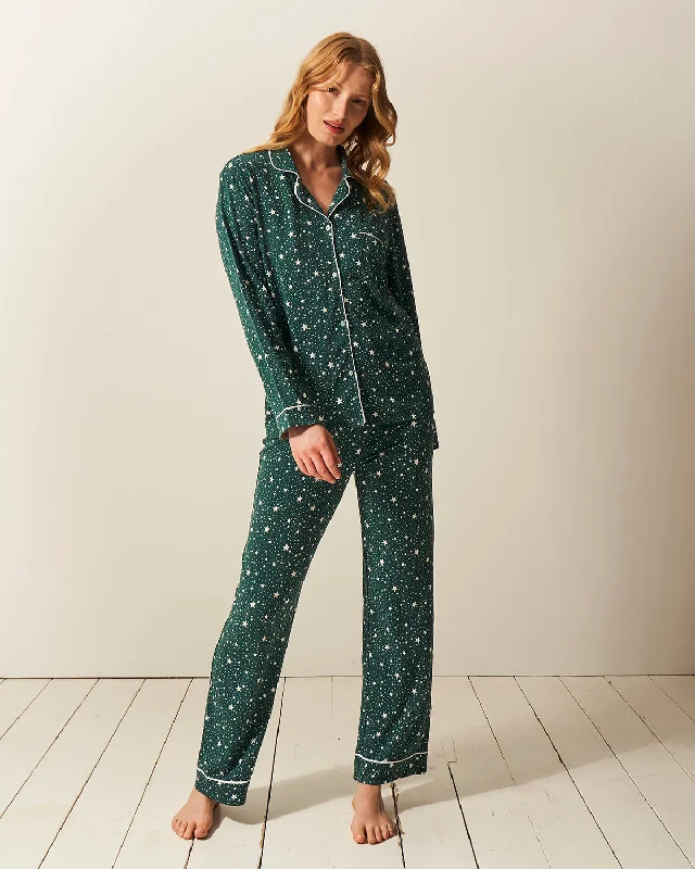 Where to buy matching family christmas pjs? -Long Pajama Set - Forest Green Stars