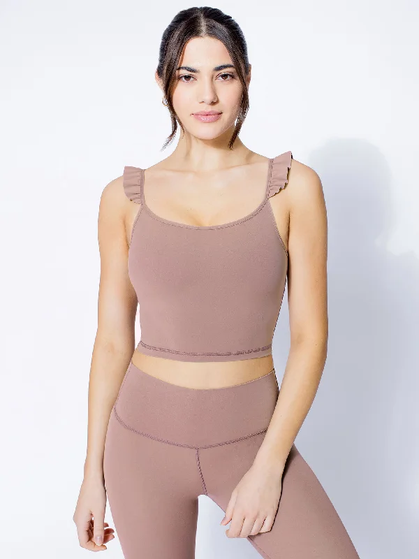 Camisoles for small bust -RUFFLED SIMPLICITY TANK, ASH MAUVE