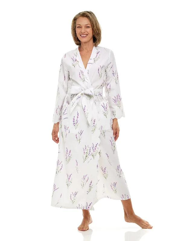 Womens plus size robes curvy comfort-Lavender Print Classic Robe