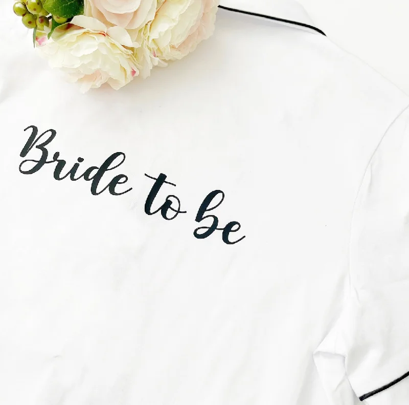 Women's pajama sets for large sizes curvy -Bride to Be Short Cotton Pyjama Set