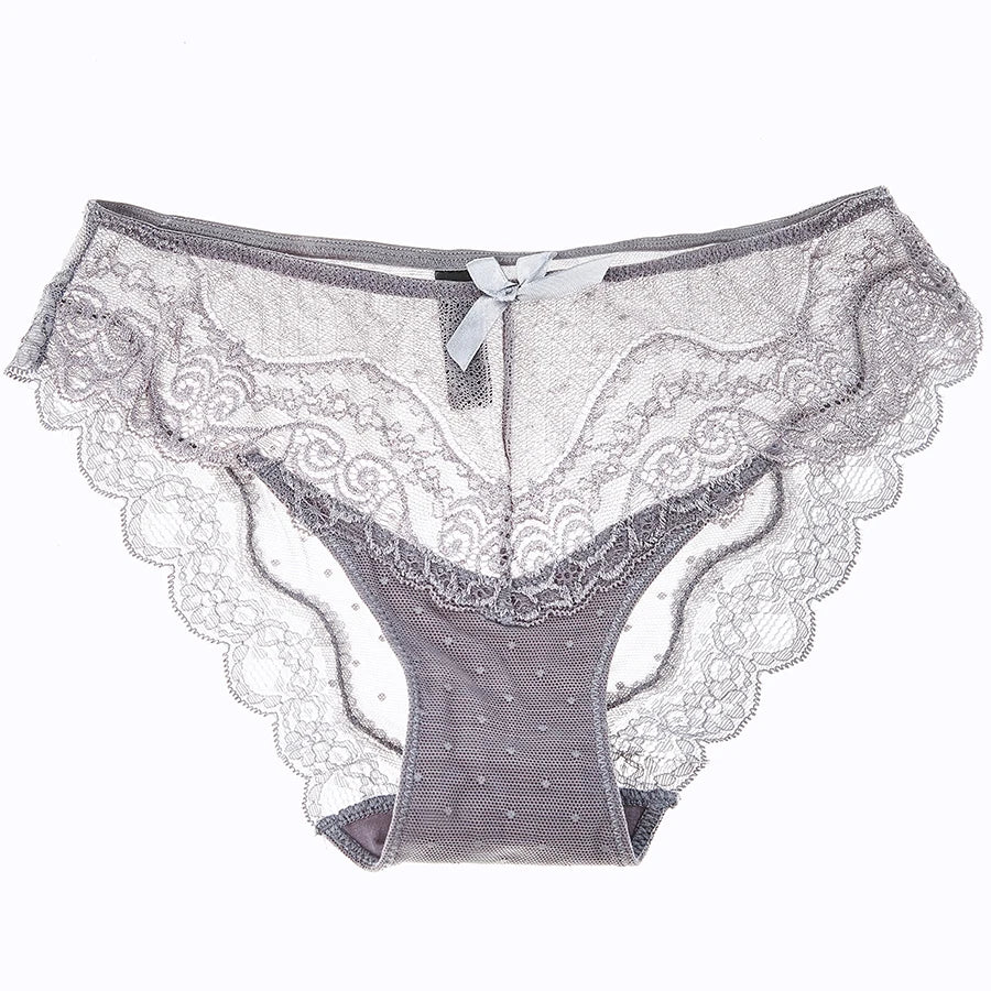 Sheer mesh lingerie sets boudoir -Sexy Lace Low-Rise Breathable Panties for Women