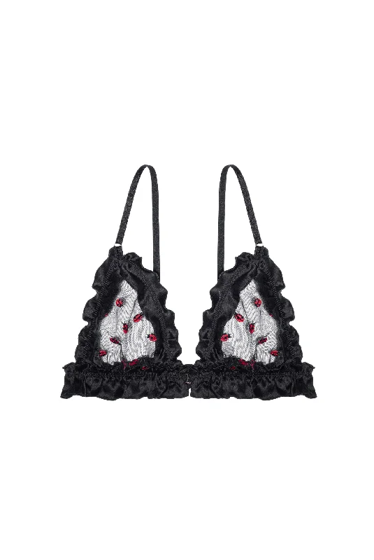 Strapless lingerie sets for low back dresses -COCCINELLE Triangle Bra with Frills and Silk Strapless lingerie sets for low back dresses -COCCINELLE Triangle Bra with Frills and Silk