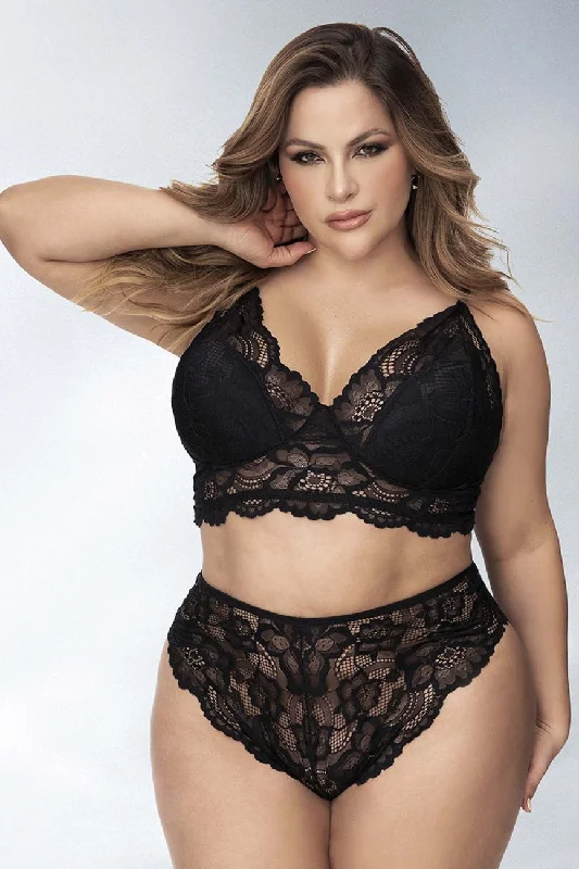Chemise slip plus size -Mapale 8796X Two Piece Set Color Black