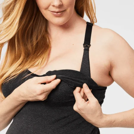 Seamless tanks for women workout -Wild  Nursing Tank Charcoal