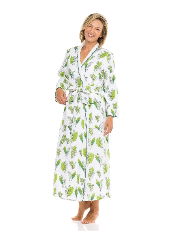 Womens Robe sets for all seasons -Lily-of-the-valley Fleece Lined Classic Robe