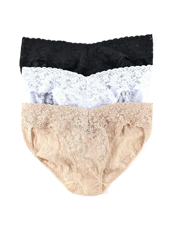 Women's Breathable Cotton Panties -3 Pack Signature Lace V-kini