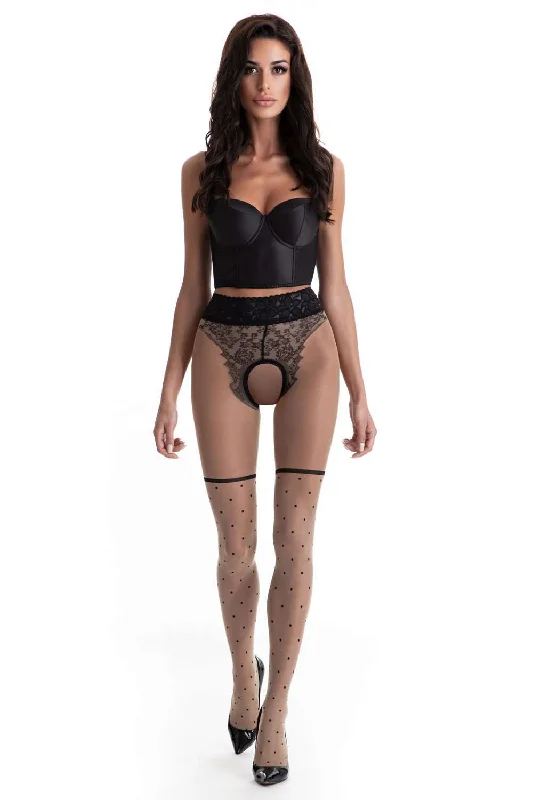 Womens Bustiers & Corsets leather -Lolita Crotchless Tights 30 Denier