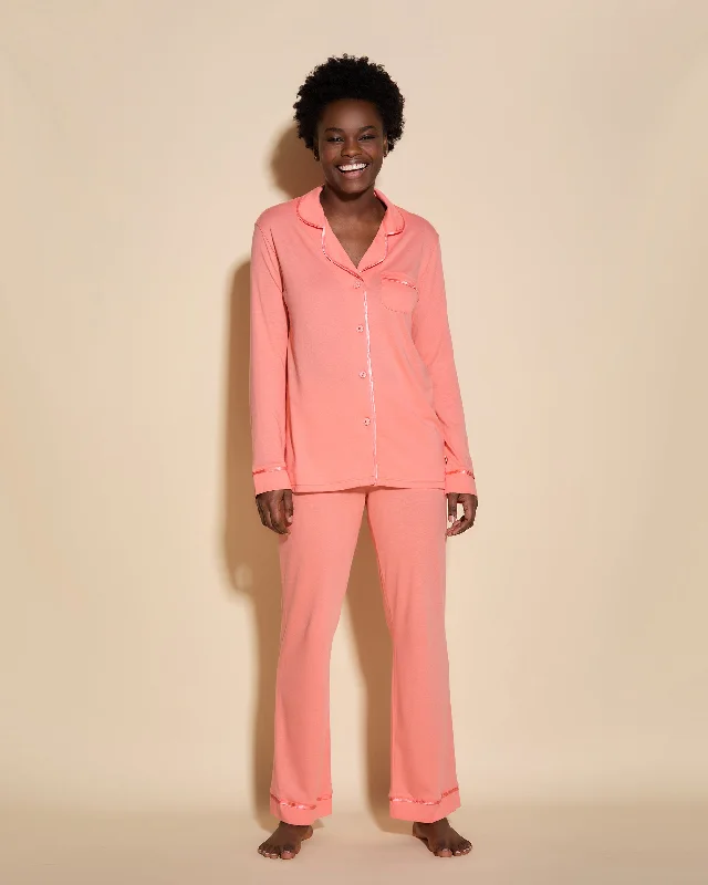 Sleep tops for menopause night sweats-Long Sleeve Top & Pant Pajama Set