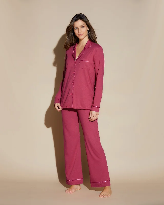 Breast cancer awareness sleep tops (pink)-Long Sleeve Top & Pant Pajama Set