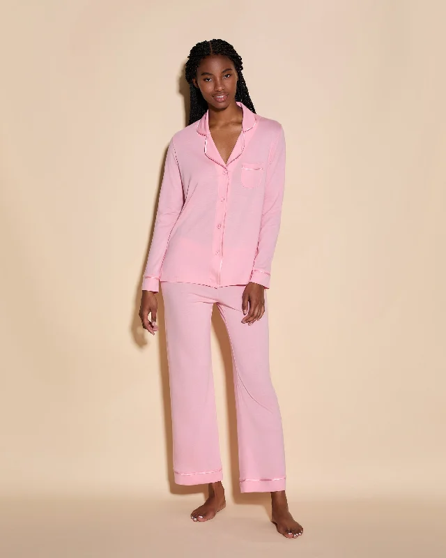 Sleep tops with adjustable drawstring waist-Long Sleeve Top & Pant Pajama Set