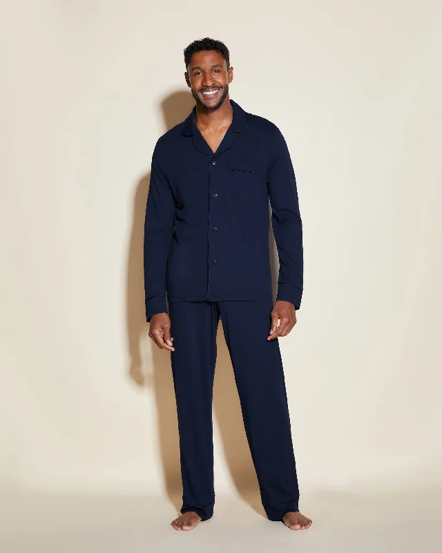 Sleep tops for tinnitus (noise-reducing collar)-Men's Classic Long Sleeve Top & Pant Pajama Set