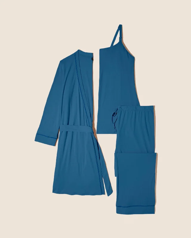 Sleep tops with AI-driven size matching-Nursing 3 Piece Pajama Set With Robe