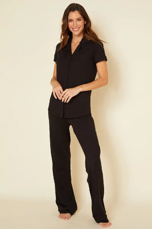 Crisscross back sleep tops for style-Short Sleeve Top & Pant Pajama Set