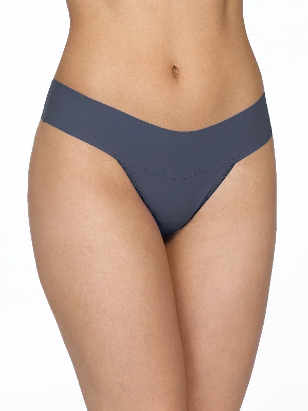 womens panties value -BreatheSoft® Natural Rise Thong Granite Grey