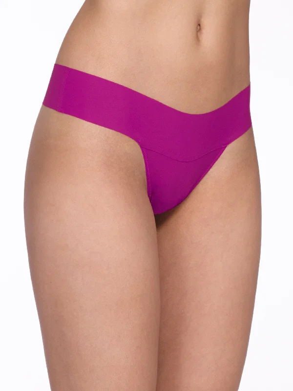 Cotton boyshort panties for comfort -BreatheSoft® Natural Rise Thong Hot Fuchsia Pink