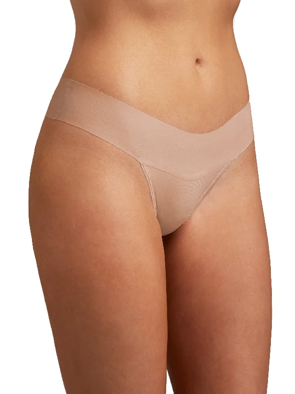 High waisted panties for women tummy control -BreatheSoft® Natural Rise Thong Taupe