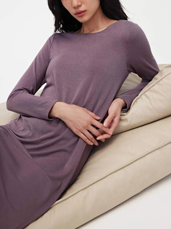 Sleep tops with religious modesty panels-Classic Cozy Padded Pajama Dress